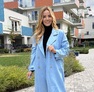 Fannin kabát babakék – Velúr hatású női kabát – Innova Fashion – 3. kép